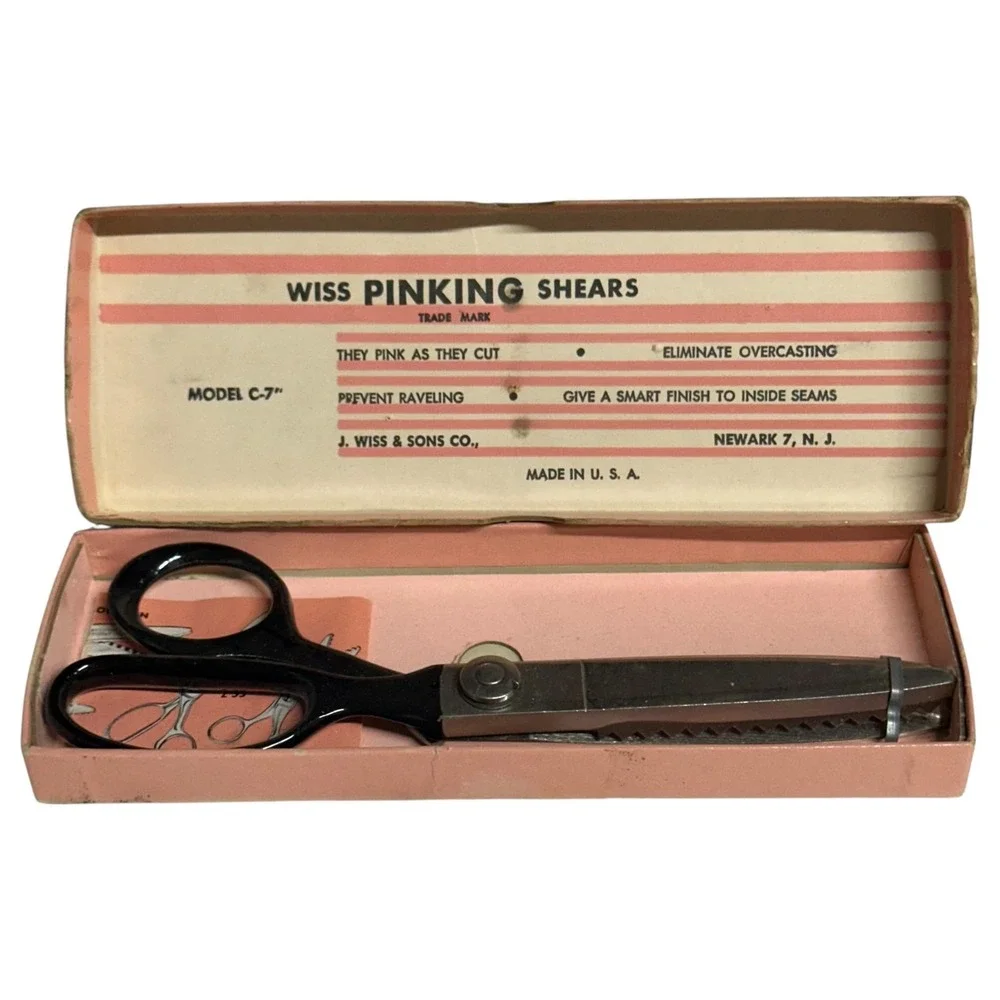 Vintage Wiss Pinking Shears Model CB7 Newark NJ USA Original Box Sewing‎ Tool